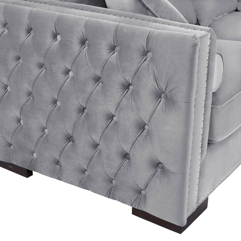 Moscow Grey Velvet Corner Sofa by Lavishway | Velvet Sofa-25282