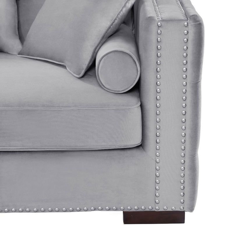 Moscow Grey Velvet Corner Sofa by Lavishway | Velvet Sofa-25295