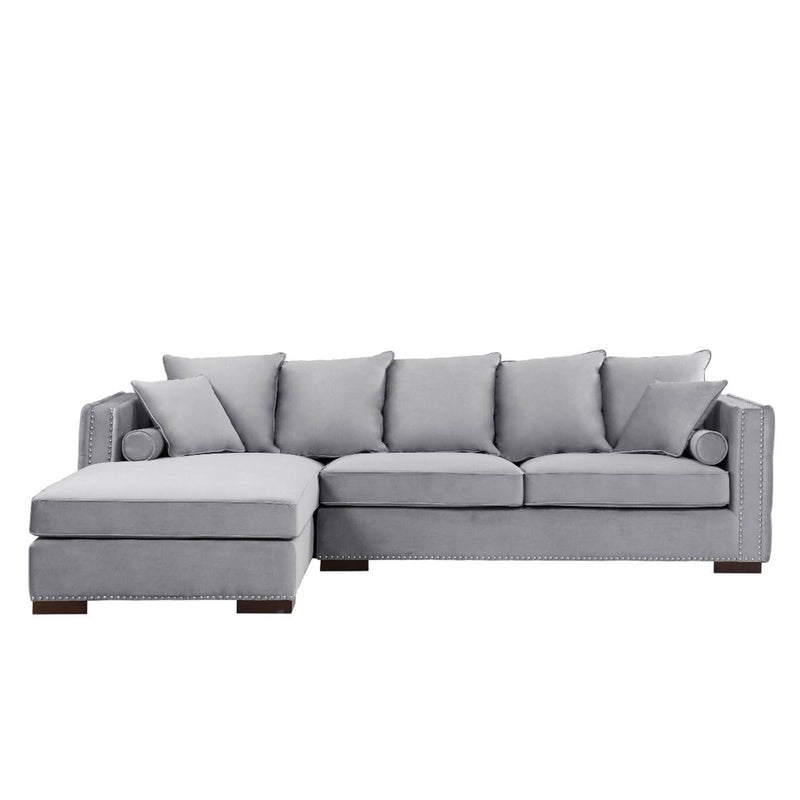 Moscow Grey Velvet Corner Sofa by Lavishway | Velvet Sofa-25290