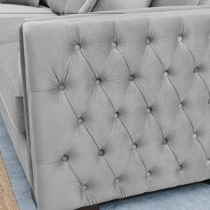 Moscow Grey Velvet Corner Sofa by Lavishway | Velvet Sofa-25294