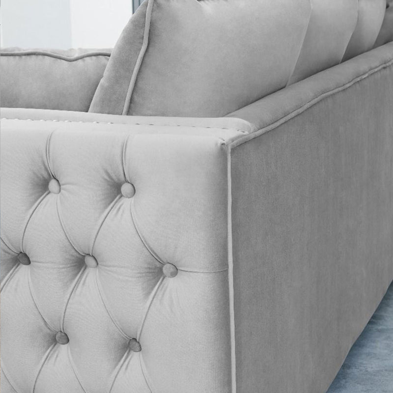 Moscow Grey Velvet Corner Sofa by Lavishway | Velvet Sofa-25293