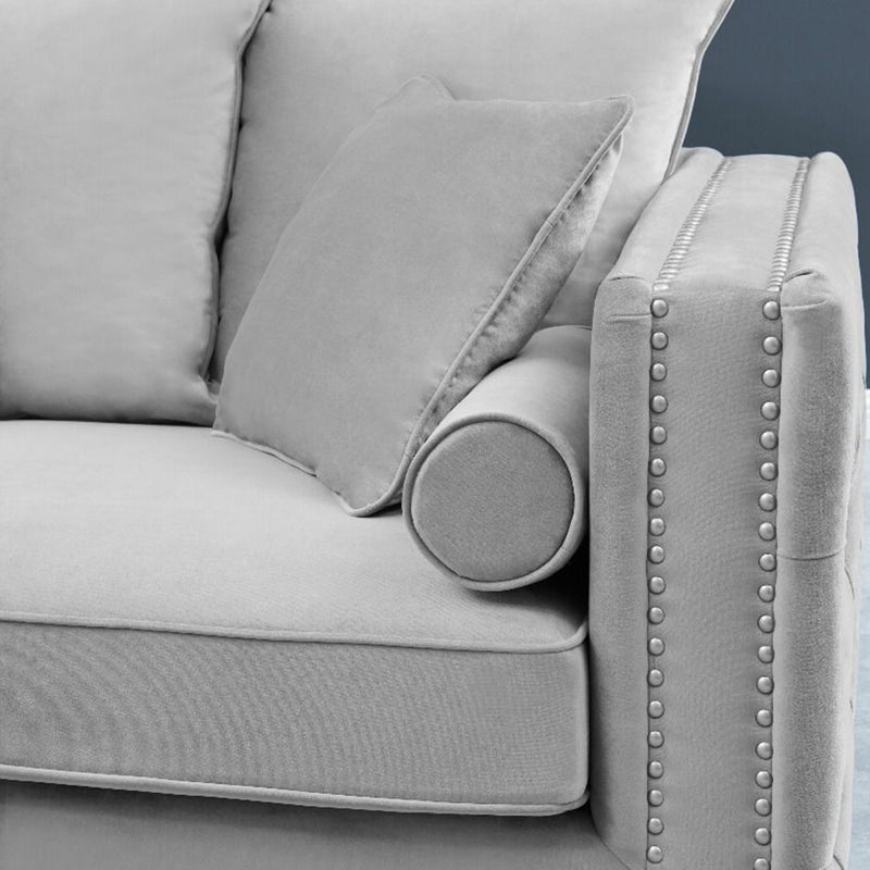 Moscow Grey Velvet Corner Sofa by Lavishway | Velvet Sofa-25292