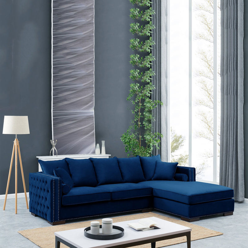 Moscow Royal Blue Corner Sofa Suite by Lavishway | Velvet Sofa-24138