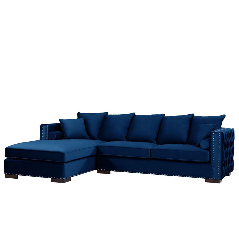 Moscow Royal Blue Corner Sofa Suite by Lavishway | Velvet Sofa-24141