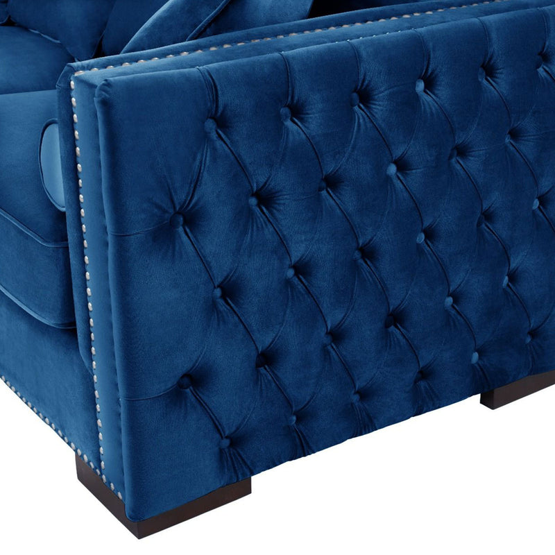 Moscow Royal Blue Corner Sofa Suite by Lavishway | Velvet Sofa-24146