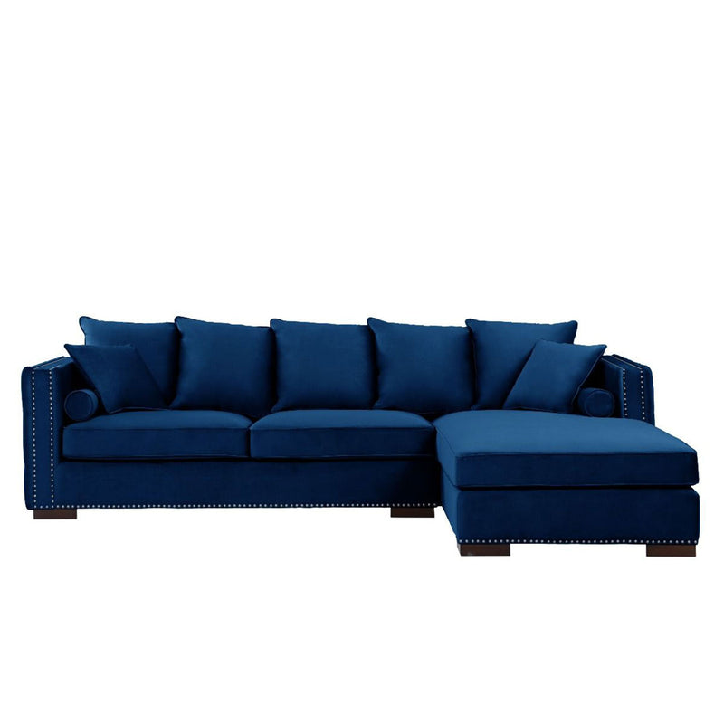 Moscow Royal Blue Corner Sofa Suite by Lavishway | Velvet Sofa-24143