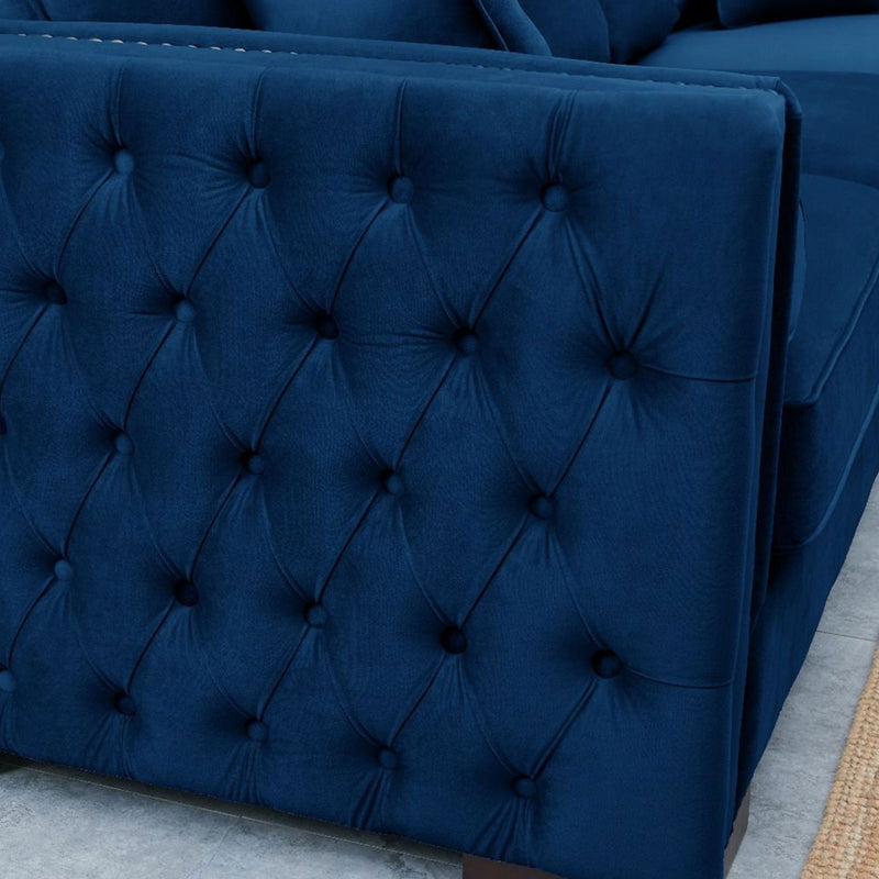 Moscow Royal Blue Corner Sofa Suite by Lavishway | Velvet Sofa-24152