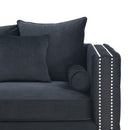Moscow Velvet Black Corner Suite Left by Lavishway | Velvet Sofa-25935