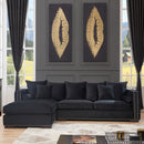 Moscow Velvet Black Corner Suite Left by Lavishway | Velvet Sofa-25930