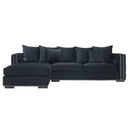 Moscow Velvet Black Corner Suite Left by Lavishway | Velvet Sofa-25932