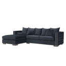 Moscow Velvet Black Corner Suite Left by Lavishway | Velvet Sofa-25933