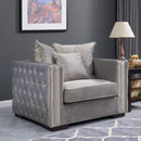 Moscow Studded Detail Grey Velvet Armchair by Lavishway | Velvet Sofa-23363