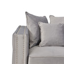 Moscow Studded Detail Grey Velvet Armchair by Lavishway | Velvet Sofa-23370