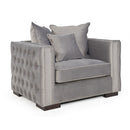 Moscow Studded Detail Grey Velvet Armchair by Lavishway | Velvet Sofa-23365