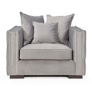 Moscow Studded Detail Grey Velvet Armchair by Lavishway | Velvet Sofa-23366