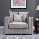 Moscow Studded Detail Grey Velvet Armchair by Lavishway | Velvet Sofa-23364