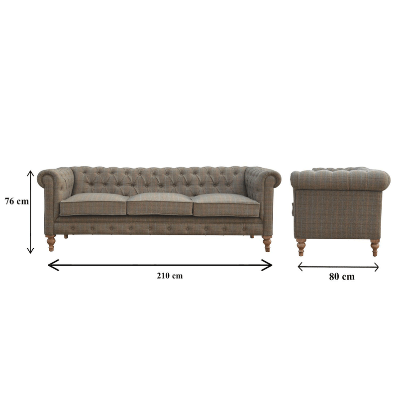Augustus 3 Seater Chesterfield Sofa by Lavishway | Fabric Sofas-58545