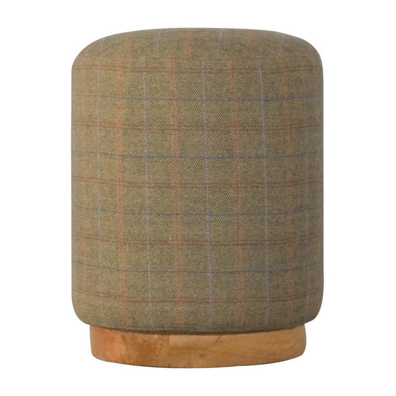 Augustus Multi Tweed Round Footstool by Lavishway | Footstool-58367