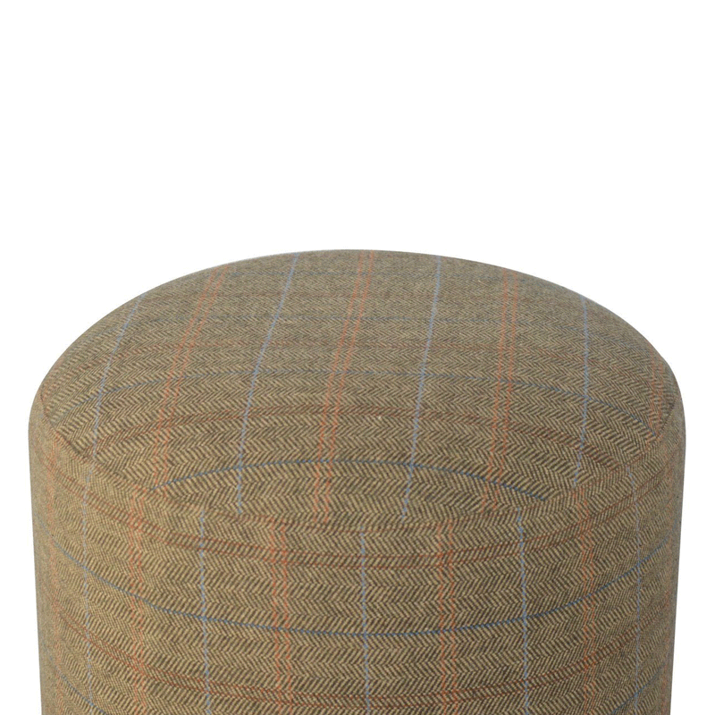 Augustus Multi Tweed Round Footstool by Lavishway | Footstool-58372