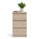 Naia Oak Finish 3 Drawers Wood Bedside Table