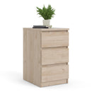 Naia Oak Finish 3 Drawers Wood Bedside Table