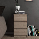 Naia Oak Finish 3 Drawers Wood Bedside Table