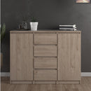 Naia Oak Finish 4 Drawers 2 Doors Sideboard