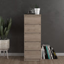 Naia Oak Finish Narrow Chest of 5 Drawers