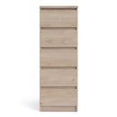 Naia Oak Finish Narrow Chest of 5 Drawers
