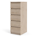 Naia Oak Finish Narrow Chest of 5 Drawers