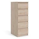 Naia Oak Finish Narrow Chest of 5 Drawers