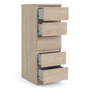 Naia Oak Finish Narrow Chest of 5 Drawers