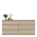 Naia Oak Finish Wood Wide 6 Chest Of Drawers