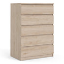 Naia Oak Finish Wooden 5 Chest of Drawers