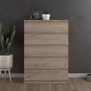 Naia Oak Finish Wooden 5 Chest of Drawers