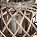 Earthy Texture Brown Wicker Basket Lantern by Lavishway | Candle Holders-51332