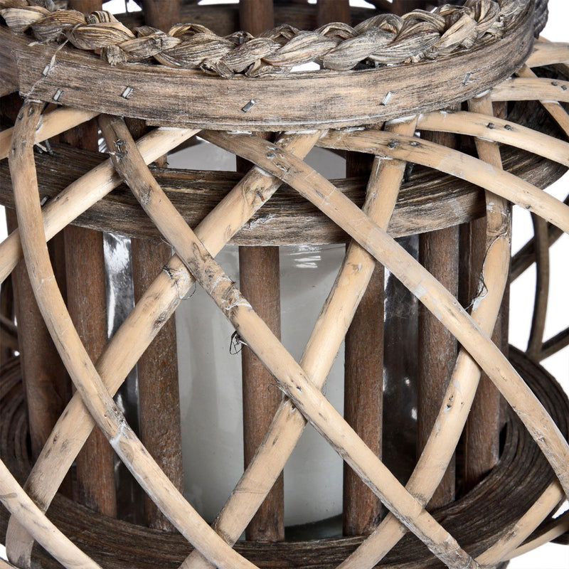 Earthy Texture Brown Wicker Basket Lantern by Lavishway | Candle Holders-51332