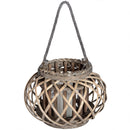 Earthy Texture Brown Wicker Basket Lantern by Lavishway | Candle Holders-51329