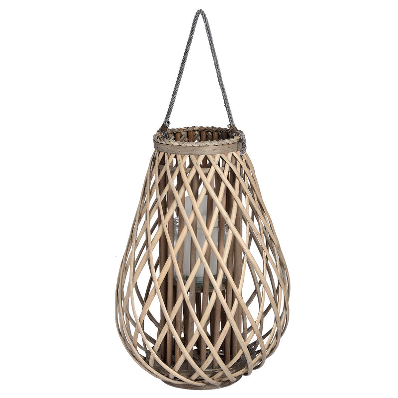 Natural Wicker Bulbous Lantern by Lavishway | Candle Holders-51314