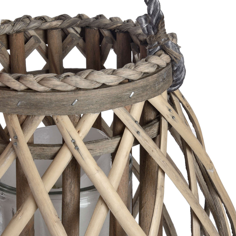 Natural Wicker Bulbous Lantern by Lavishway | Candle Holders-51316