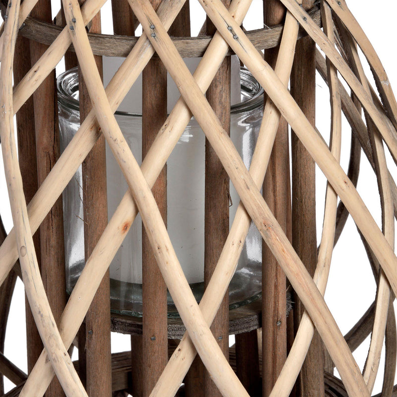 Natural Wicker Bulbous Lantern by Lavishway | Candle Holders-51315