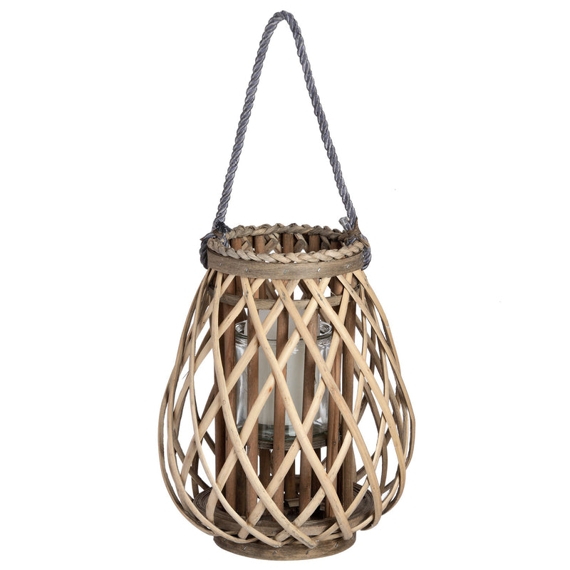 Natural Wicker Bulbous Lantern by Lavishway | Candle Holders-51313