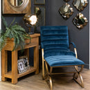 Navy & Brass Ribbed Ark Accent Chair by Lavishway | Accent Chairs-51011