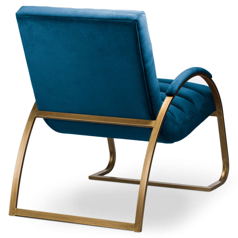 Navy & Brass Ribbed Ark Accent Chair by Lavishway | Accent Chairs-51013