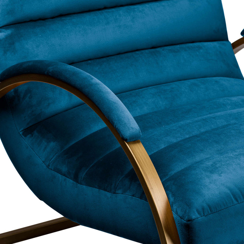 Navy & Brass Ribbed Ark Accent Chair by Lavishway | Accent Chairs-51015