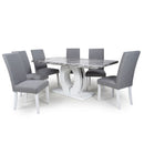 Neptune Marble Dining Table With 6 Chairs by Lavishway | Dining Table Set-27098