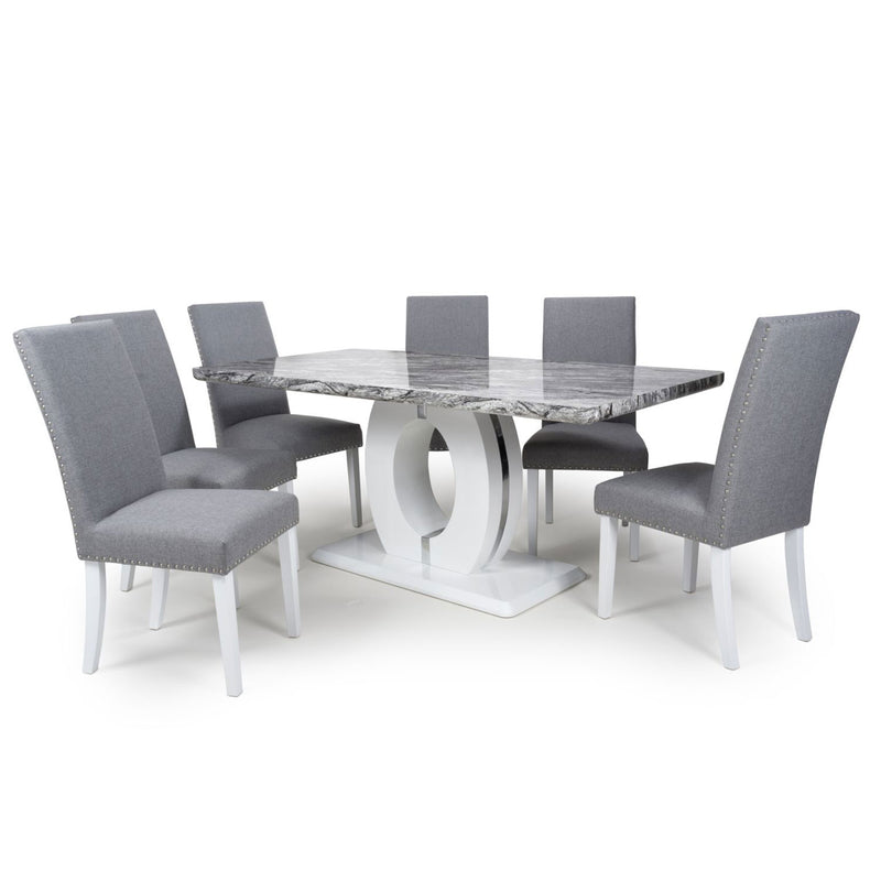 Neptune Marble Dining Table With 6 Chairs by Lavishway | Dining Table Set-27098