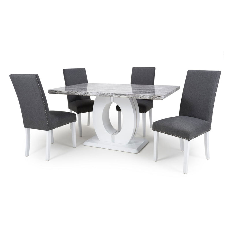 Neptune Marble Dining Table with 4 Chairs by Lavishway | Dining Table Set-27117
