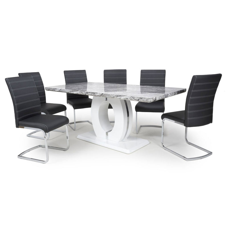 Neptune Marble Top Dining Table With 6 Chairs by Lavishway | Dining Table Set-27092