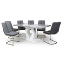 Neptune Marble Top Dining Table with 6 Chairs by Lavishway | Dining Table Set-27090